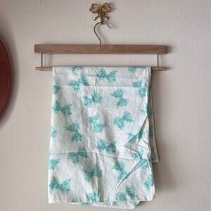 Vintage Handmade‎ Bow Pillowcases SET OF 2 white aqua demure girly coquette